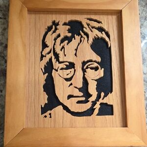 Wooden Cutout Portrait Wall Art in Natural Wood and Black